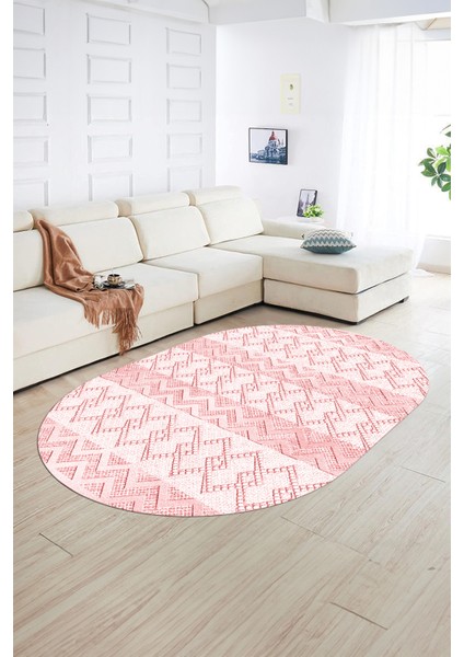Dijital Kaymaz Yıkanabilir Modern Desen Oval Yolluk Mutfak Salon Halısı, N-O-Modern-56-Pembe, fiyatları