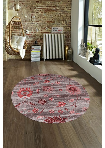 Dijital Kaymaz Taban Yıkanabilir Modern Desen Yuvarlak Mutfak Salon Halısı, N-Y-Modern-30-Bordo, fırsatları