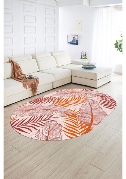 Dijital Kaymaz Yıkanabilir Modern Desen Oval Yolluk Mutfak Salon Halısı, N-O-Modern-98-Kırmızı, fiyatları