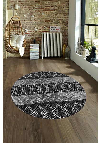 Dijital Kaymaz Taban Yıkanabilir Modern Desen Yuvarlak Mutfak Salon Halısı, N-Y-Modern-56-Antrasit, fırsatları