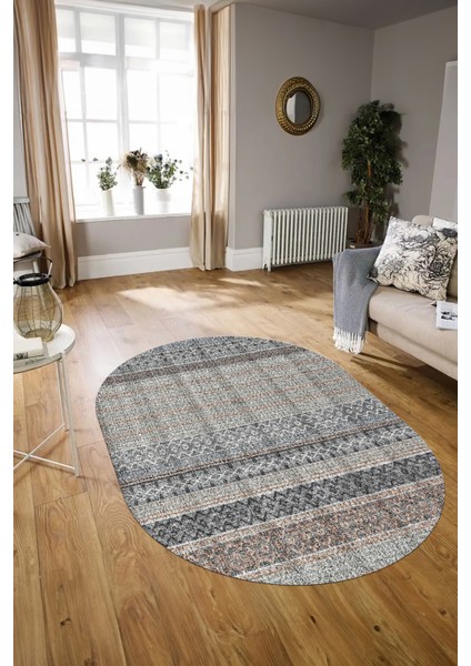 Dijital Kaymaz Yıkanabilir Modern Desen Oval Yolluk Mutfak Salon Halısı, N-O-Modern-70-Renkli, modelleri