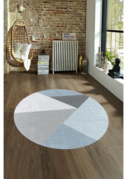 Dijital Kaymaz Taban Yıkanabilir Modern Desen Yuvarlak Mutfak Salon Halısı, N-Y-Modern-38-Mavi, fırsatları