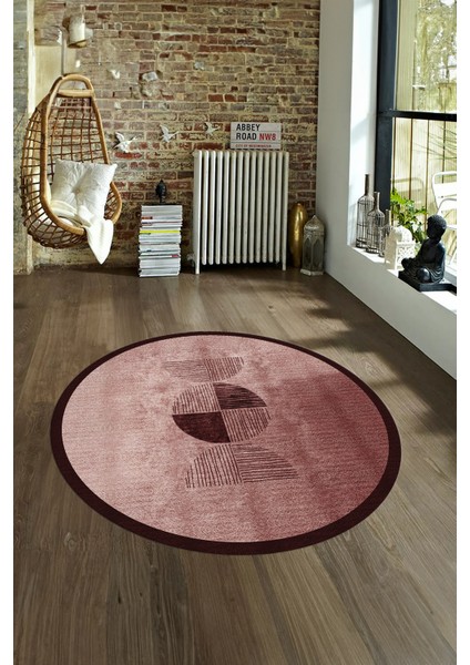 Dijital Kaymaz Taban Yıkanabilir Modern Desen Yuvarlak Mutfak Salon Halısı, N-Y-Modern-94-Bordo, fırsatları
