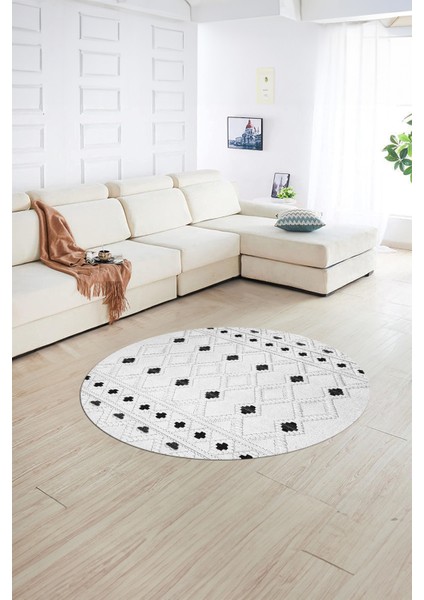 Dijital Kaymaz Taban Yıkanabilir Modern Desen Yuvarlak Mutfak Salon Halısı, N-Y-Modern-65-Gri, fiyatları