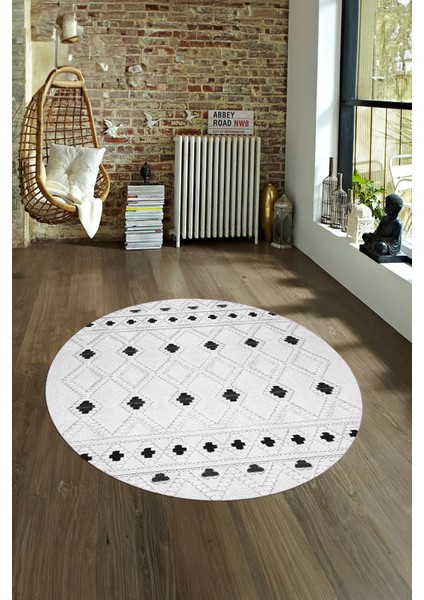 Dijital Kaymaz Taban Yıkanabilir Modern Desen Yuvarlak Mutfak Salon Halısı, N-Y-Modern-65-Gri, fırsatları