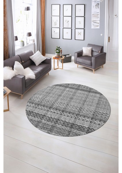 Dijital Kaymaz Taban Yıkanabilir Modern Desen Yuvarlak Mutfak Salon Halısı, N-Y-Modern-70-Gri, indirimleri