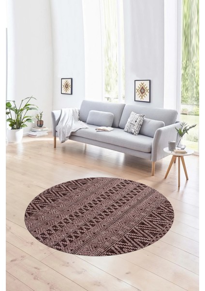Dijital Kaymaz Taban Yıkanabilir Modern Desen Yuvarlak Mutfak Salon Halısı, N-Y-Modern-86-Bordo,