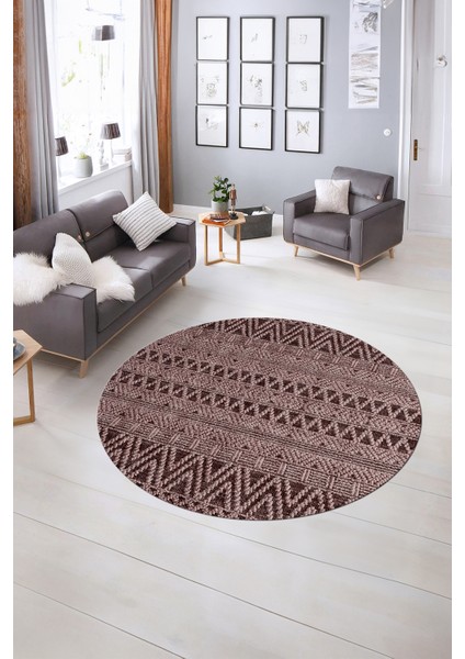 Dijital Kaymaz Taban Yıkanabilir Modern Desen Yuvarlak Mutfak Salon Halısı, N-Y-Modern-86-Bordo, indirimleri