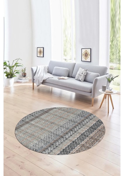 Dijital Kaymaz Taban Yıkanabilir Modern Desen Yuvarlak Mutfak Salon Halısı, N-Y-Modern-70-Renkli,