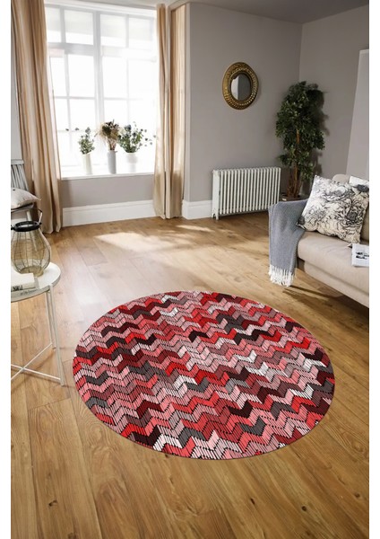 Dijital Kaymaz Taban Yıkanabilir Modern Desen Yuvarlak Mutfak Salon Halısı, N-Y-Modern-02-Pembe, modelleri