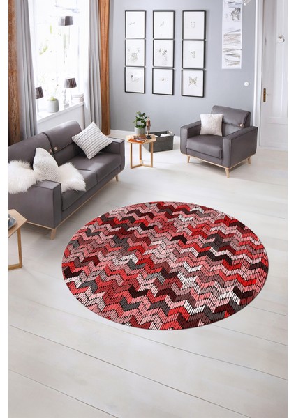 Dijital Kaymaz Taban Yıkanabilir Modern Desen Yuvarlak Mutfak Salon Halısı, N-Y-Modern-02-Pembe, indirimleri