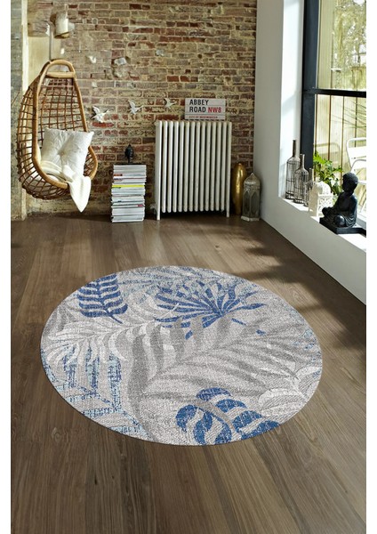 Dijital Kaymaz Taban Yıkanabilir Modern Desen Yuvarlak Mutfak Salon Halısı, N-Y-Modern-95-Mavi, fırsatları