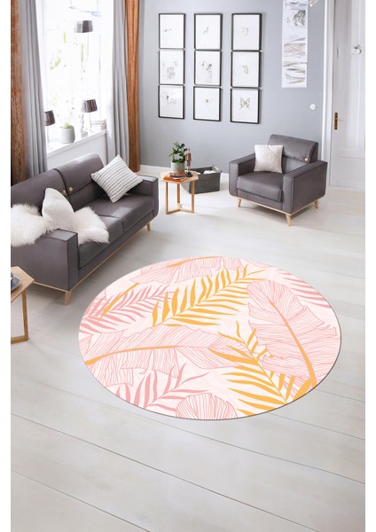 Dijital Kaymaz Taban Yıkanabilir Modern Desen Yuvarlak Mutfak Salon Halısı, N-Y-Modern-98-Pembe, indirimleri
