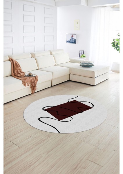 Dijital Kaymaz Taban Yıkanabilir Modern Desen Yuvarlak Mutfak Salon Halısı, N-Y-Modern-61-Bordo, fiyatları