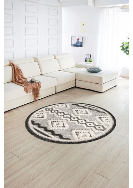 Dijital Kaymaz Taban Yıkanabilir Modern Desen Yuvarlak Mutfak Salon Halısı, N-Y-Modern-68-Krem, fiyatları