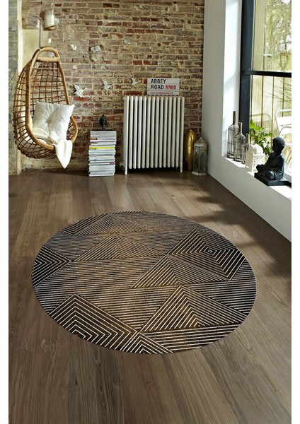 Dijital Kaymaz Taban Yıkanabilir Modern Desen Yuvarlak Mutfak Salon Halısı, N-Y-MODERN-111-KAHVE, fırsatları