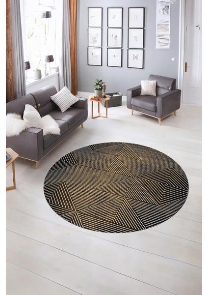 Dijital Kaymaz Taban Yıkanabilir Modern Desen Yuvarlak Mutfak Salon Halısı, N-Y-MODERN-111-KAHVE, indirimleri