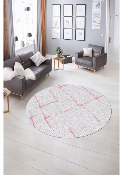 Dijital Kaymaz Taban Yıkanabilir Modern Desen Yuvarlak Mutfak Salon Halısı, N-Y-Modern-72-Pembe, indirimleri
