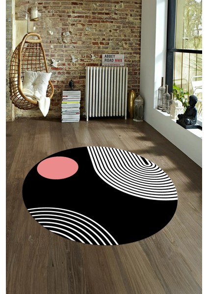Dijital Kaymaz Taban Yıkanabilir Modern Desen Yuvarlak Mutfak Salon Halısı, N-Y-Modern-52-Pembe, fırsatları