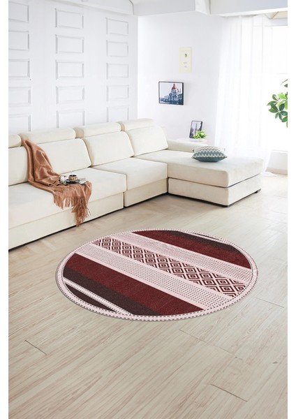 Dijital Kaymaz Taban Yıkanabilir Modern Desen Yuvarlak Mutfak Salon Halısı, N-Y-Modern-18-Bordo, fiyatları