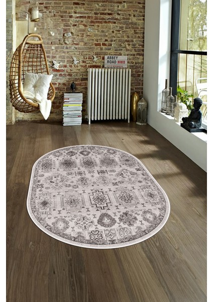 Dijital Kaymaz Yıkanabilir Modern Desen Oval Yolluk Mutfak Salon Halısı, N-O-Modern-29-Gri, fırsatları