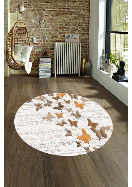 Dijital Kaymaz Taban Yıkanabilir Modern Desen Yuvarlak Mutfak Salon Halısı, N-Y-Modern-42-Kahve, fırsatları