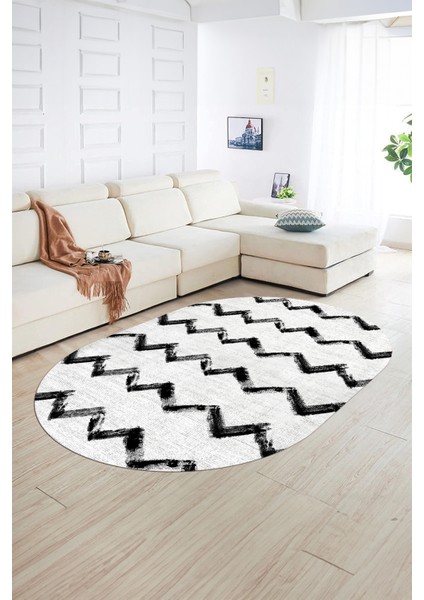 Dijital Kaymaz Yıkanabilir Modern Desen Oval Yolluk Mutfak Salon Halısı, N-O-Modern-71-Beyaz, fiyatları
