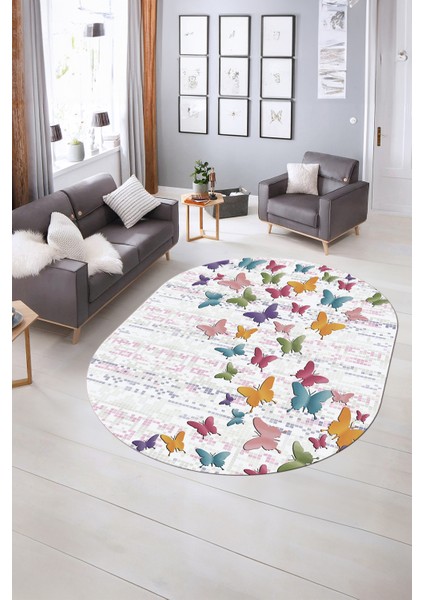 Dijital Kaymaz Yıkanabilir Modern Desen Oval Yolluk Mutfak Salon Halısı, N-O-Modern-42-Renkli, indirimleri