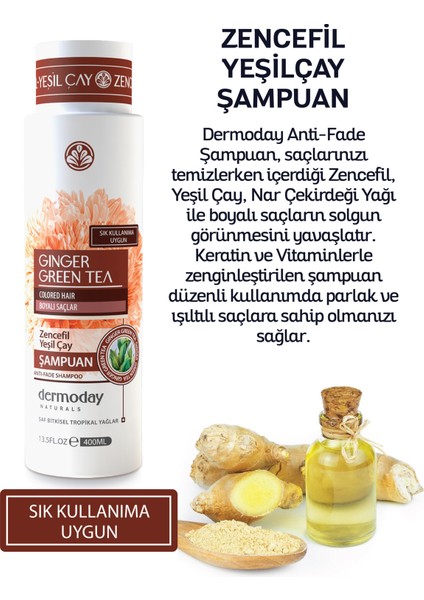 Zencefil ve Yeşil Çay Boyalı Saçlar Için Şampuan 400 ml modelleri