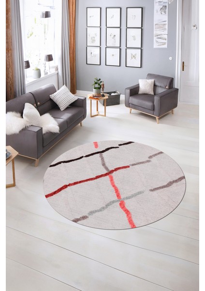 Dijital Kaymaz Taban Yıkanabilir Modern Desen Yuvarlak Mutfak Salon Halısı, N-Y-Modern-73-Pembe, indirimleri