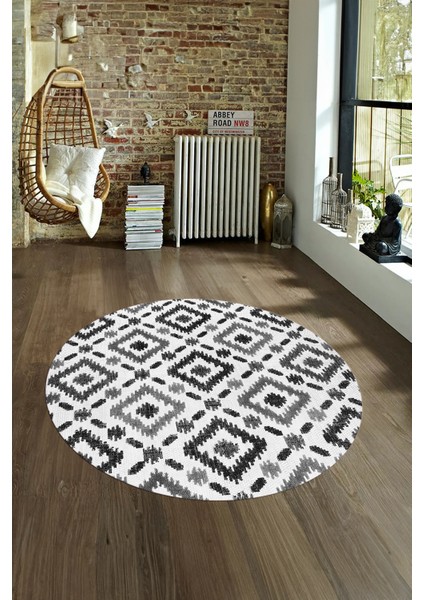 Dijital Kaymaz Taban Yıkanabilir Modern Desen Yuvarlak Mutfak Salon Halısı, N-Y-Modern-23-Gri, fırsatları