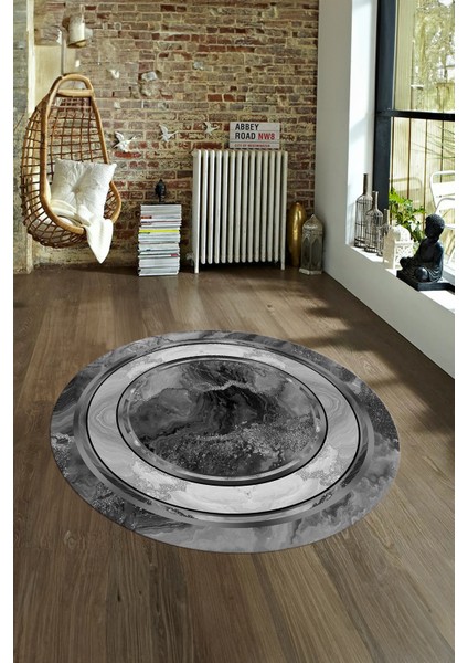 Dijital Kaymaz Taban Yıkanabilir Modern Desen Yuvarlak Mutfak Salon Halısı, N-Y-Modern-46-Gri, fırsatları