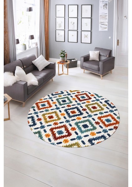 Dijital Kaymaz Taban Yıkanabilir Modern Desen Yuvarlak Mutfak Salon Halısı, N-Y-Modern-23-Renkli, indirimleri