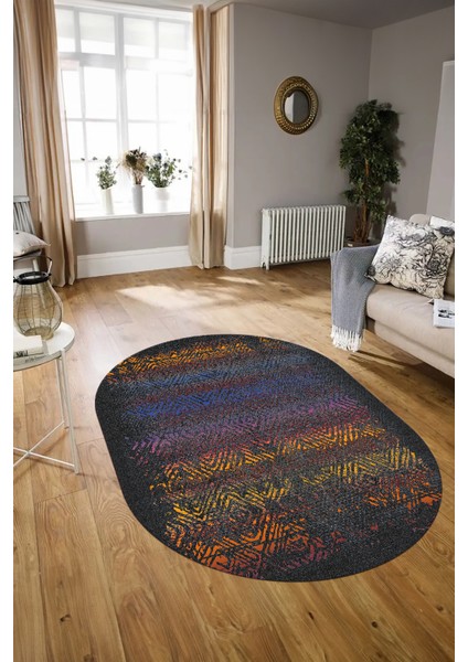 Dijital Kaymaz Yıkanabilir Modern Desen Oval Yolluk Mutfak Salon Halısı, N-O-Modern-28-Renkli, modelleri