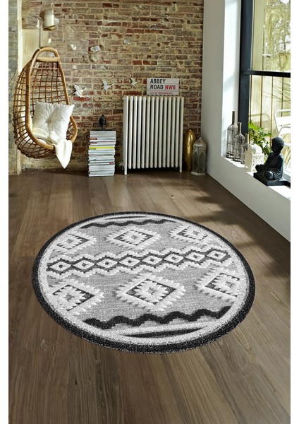 Dijital Kaymaz Taban Yıkanabilir Modern Desen Yuvarlak Mutfak Salon Halısı, N-Y-Modern-68-Gri, fırsatları