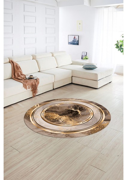 Dijital Kaymaz Taban Yıkanabilir Modern Desen Yuvarlak Mutfak Salon Halısı, N-Y-Modern-46-Kahve, fiyatları