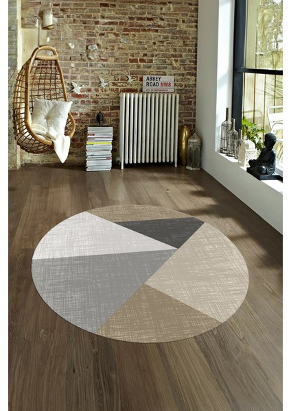 Dijital Kaymaz Taban Yıkanabilir Modern Desen Yuvarlak Mutfak Salon Halısı, N-Y-Modern-38-Kahve, fırsatları