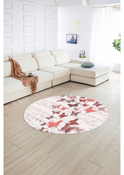 Dijital Kaymaz Taban Yıkanabilir Modern Desen Yuvarlak Mutfak Salon Halısı, N-Y-Modern-42-Pembe, fiyatları
