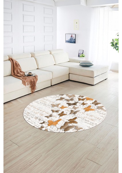 Dijital Kaymaz Taban Yıkanabilir Modern Desen Yuvarlak Mutfak Salon Halısı, N-Y-Modern-42-Kahve, fiyatları