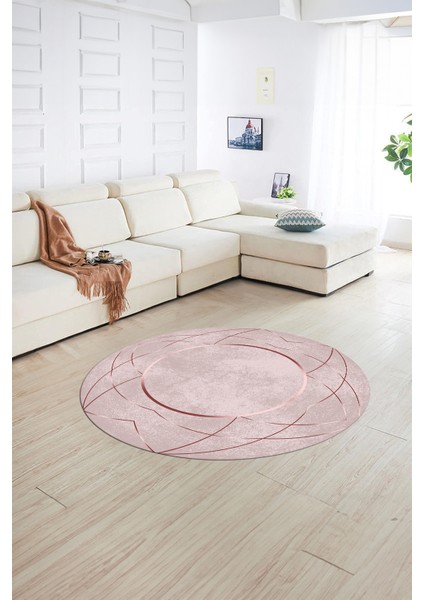 Dijital Kaymaz Taban Yıkanabilir Modern Desen Yuvarlak Mutfak Salon Halısı, N-Y-Modern-62-Pembe, fiyatları