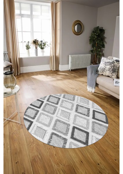 Dijital Kaymaz Taban Yıkanabilir Modern Desen Yuvarlak Mutfak Salon Halısı, N-Y-Modern-66-Gri, modelleri