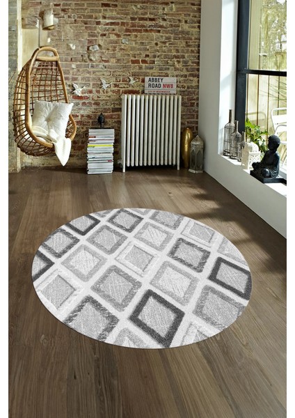 Dijital Kaymaz Taban Yıkanabilir Modern Desen Yuvarlak Mutfak Salon Halısı, N-Y-Modern-66-Gri, fırsatları