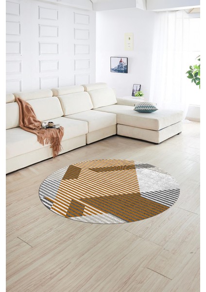 Dijital Kaymaz Taban Yıkanabilir Modern Desen Yuvarlak Mutfak Salon Halısı, N-Y-Modern-09-Turuncu, fiyatları