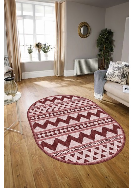 Dijital Kaymaz Yıkanabilir Modern Desen Oval Yolluk Mutfak Salon Halısı, N-O-MODERN-105-BORDO, modelleri