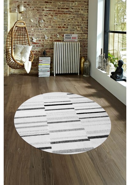Dijital Kaymaz Taban Yıkanabilir Modern Desen Yuvarlak Mutfak Salon Halısı, N-Y-Modern-74-Gri, fırsatları