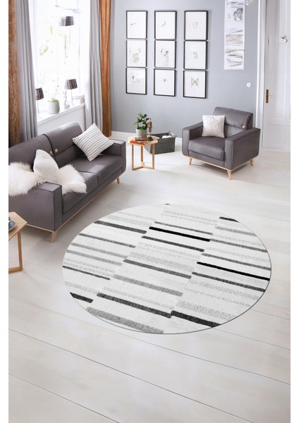 Dijital Kaymaz Taban Yıkanabilir Modern Desen Yuvarlak Mutfak Salon Halısı, N-Y-Modern-74-Gri, indirimleri