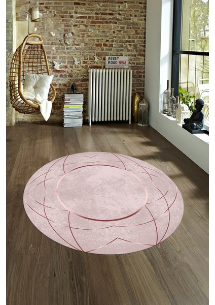 Dijital Kaymaz Taban Yıkanabilir Modern Desen Yuvarlak Mutfak Salon Halısı, N-Y-Modern-62-Pembe, fırsatları