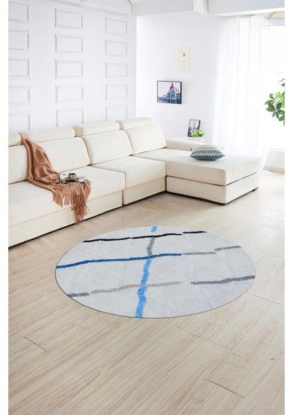 Dijital Kaymaz Taban Yıkanabilir Modern Desen Yuvarlak Mutfak Salon Halısı, N-Y-Modern-73-Mavi, fiyatları
