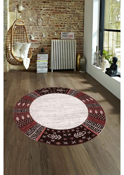 Dijital Kaymaz Taban Yıkanabilir Modern Desen Yuvarlak Mutfak Salon Halısı, N-Y-MODERN-119-PEMBE, fırsatları