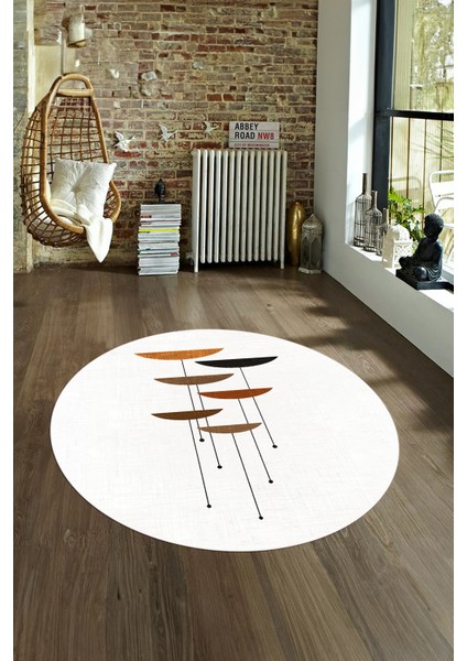 Dijital Kaymaz Taban Yıkanabilir Modern Desen Yuvarlak Mutfak Salon Halısı, N-Y-MODERN-112-BEYAZ, fırsatları
